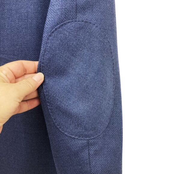 Tommy Hilfiger Tailored Fitted Textured Blue Blazer w/ Elbow Patches 48 / US M - Picture 8 of 13